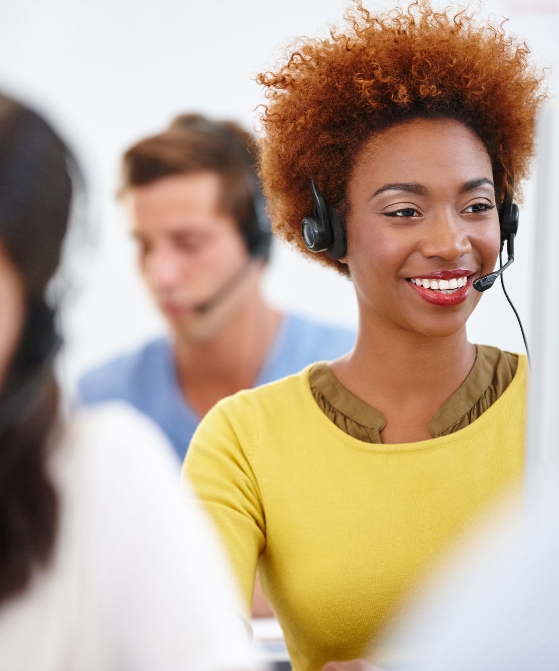 Theyre always available. Cropped shot of colleagues working in a call center.